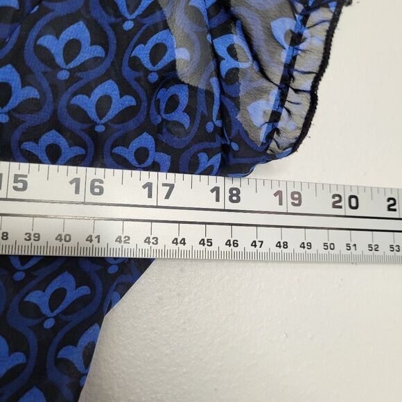 Vintage y2k maurices blue black career office siren emo ruffle sheer top size M - Picture 4 of 5